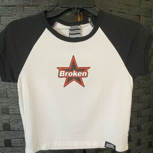 Broken Promises Black and White Raglan Tee